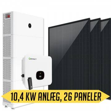 Growatt solcellepakke 10,4 kWp med batteri Uden montage