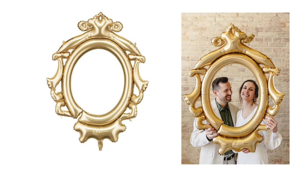 Folie ballon - Guld ramme - 78 x 95 cm.
