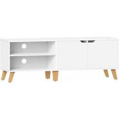 TV bänk med Skåp Retro Passar TV upp till 65-tums, Vit 140 x 50 x 40 cm