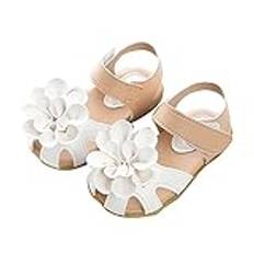 Löra-gå-sandaler småbarn flicka klänning sandaler alias mode flickor barn skor blommor sandaler flickor prinsessa skor baby sandaler strandskor baby skor, Vit, 26.5 EU