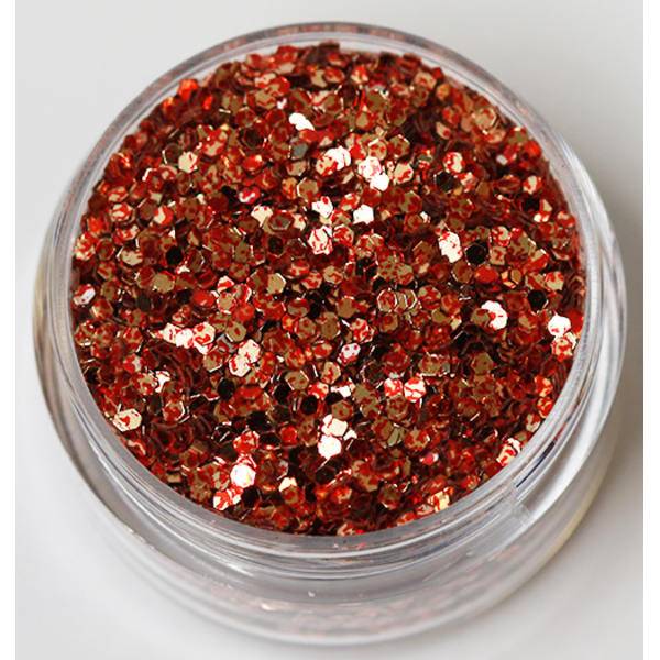 Nagelglitter - Hexagon - Tvåfärgad röd/guld - 8ml - Glitter