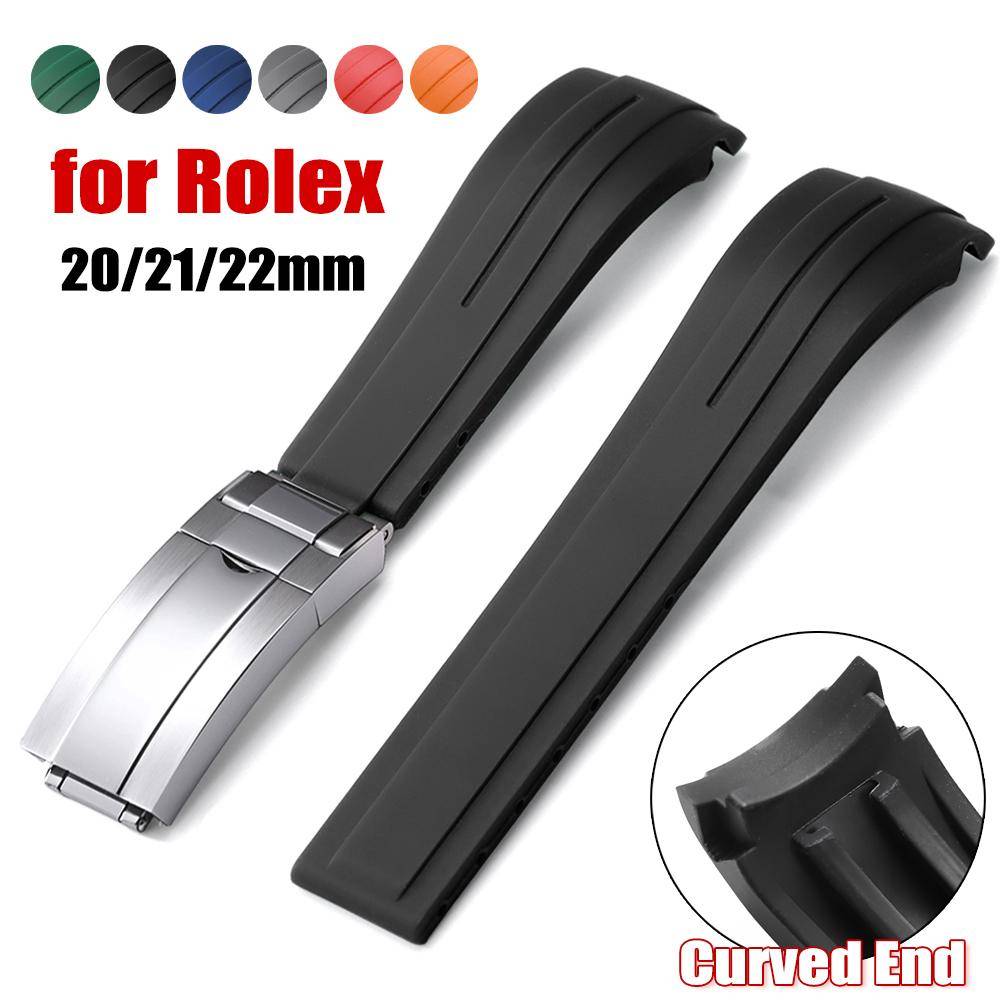 20mm 21mm 22mm Gummiband med böjd änd för Rolex för DAYTONA för SUBMARINER Vattentätt Armband Silikon Vikbar Spänne Armbandsur orange