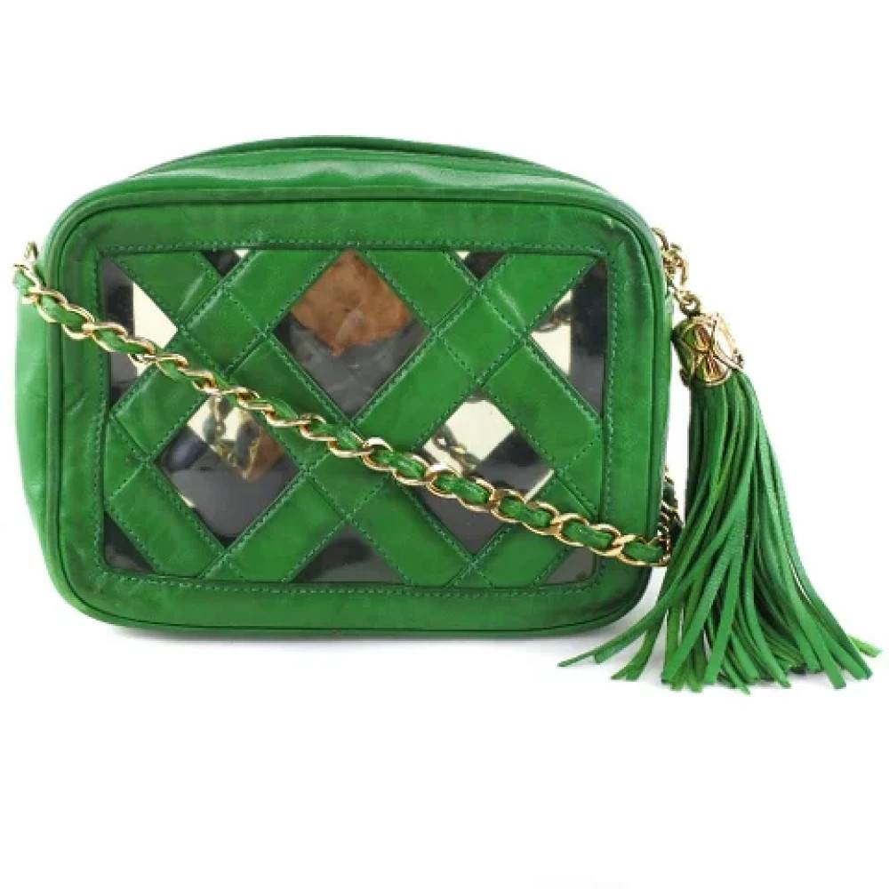 Chanel Vintage Pre-owned Laeder skuldertasker - Vintage - Dame - Grøn - ONE SIZE - Uld