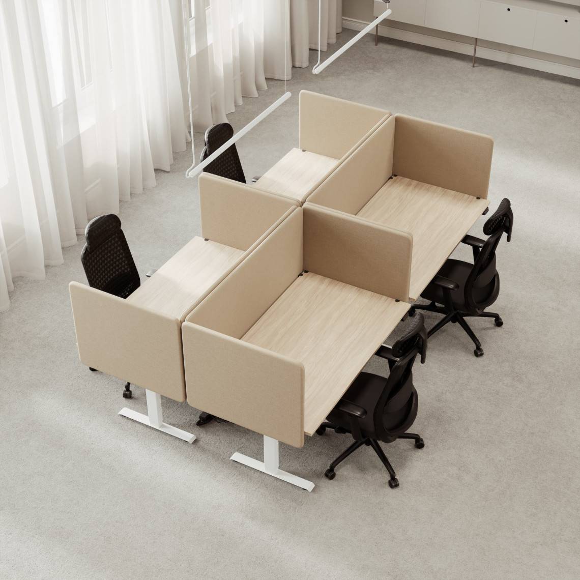 Komplet arbejdsplads, Kabelhåndtering Nej, Bordpladens størrelse 160 x 80 cm, Lampe Nej, Monitorarm Nej, Udseende Oak, Antal pladser 4.