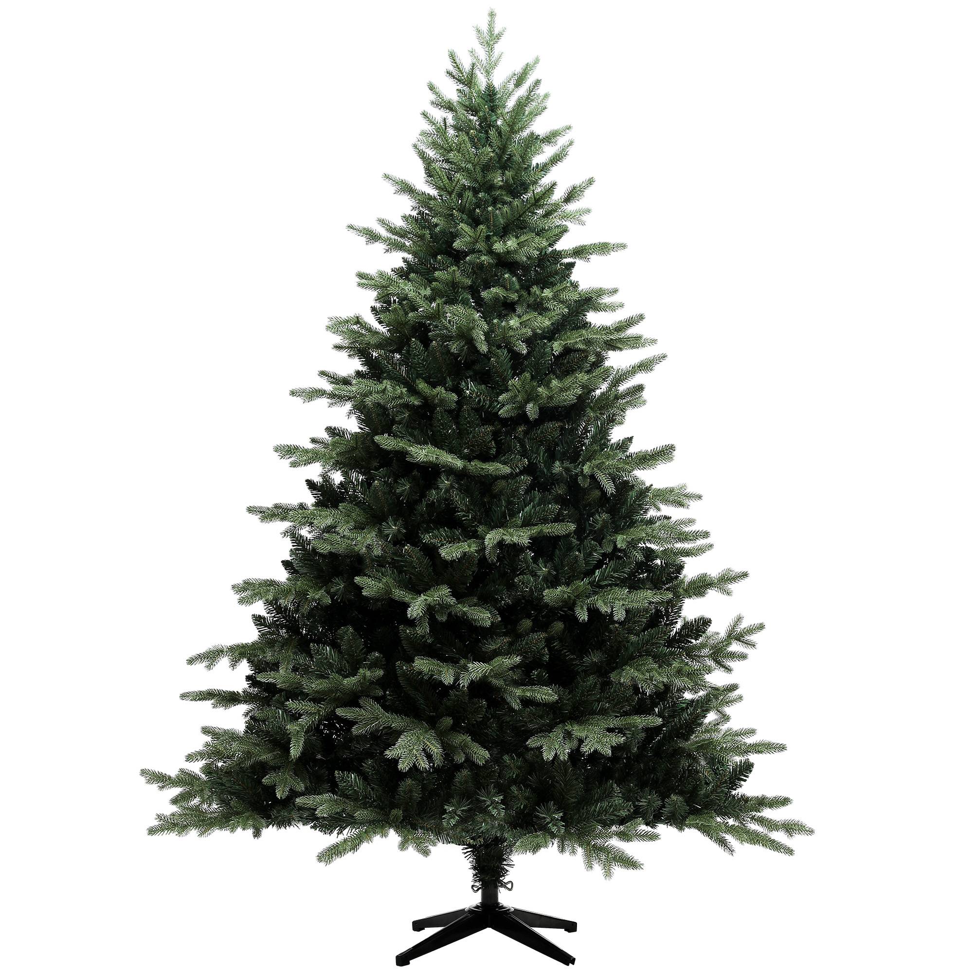 HOMCOM 7ft Artificial Spurce Christmas Tree with 3116 Branch Tips and Foldable Steel Base, Realistic Hinged Xmas Tree, Green Aosom UK