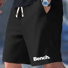TEMU Men's Breathable Summer Shorts With Bench Print - Elastic Drawstring Waist, Side Pockets, Loose Casual Fit For & Beach Vacations, Workout Shorts, Functional Pockets