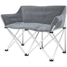 2-personers sammenklappelig campingstol med opbevaring og bæretaske – 120 x 57 x 95 cm