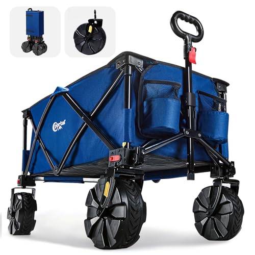 PORTAL Vikbar strandvagn, vagn med hjul för utomhusbruk och camping, picknick med 20 cm avtagbart hjul