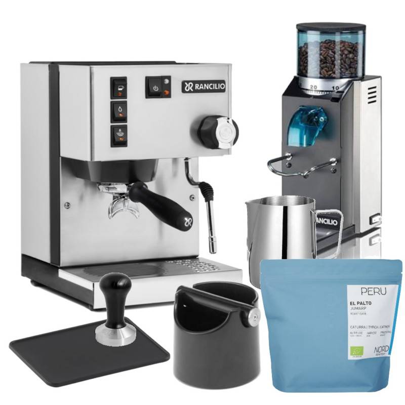 Rancilio Startpakke m. Silvia Espressomaskine, Kværn & Tilbehør.