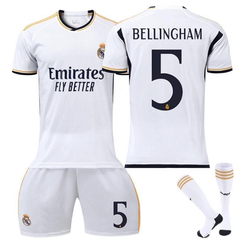 23/24 Nya Real Madrid Hemma Fotbollsträningskit (Nr 5 BELLINGHAM)