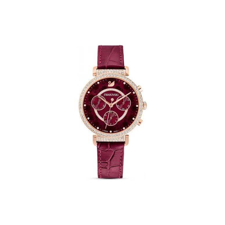 Swarovski Remix Collection Watch Quartz Movement Leather Strap Red Dial Chrono Watch Crocodile Leather Strap Red Women watches 5598689 Red Watch Dial
