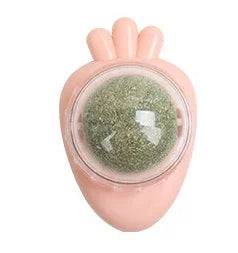 Catnip Wall Ball - Natural Edible Cat Mint Toy for Hairball Relief - Carrot Pink