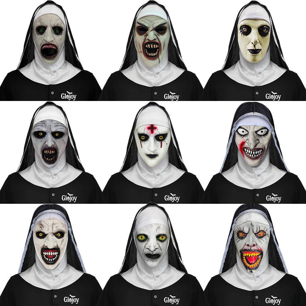 Soul Summoning Nun Mask, Ghost Face Headgear, Masquerade Costume, Horror Movie Prop, Halloween Party Prop, Prank Prop cm