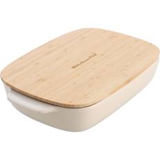 Ugnsform med lock 40x25x8,8 cm, creme - Creme
