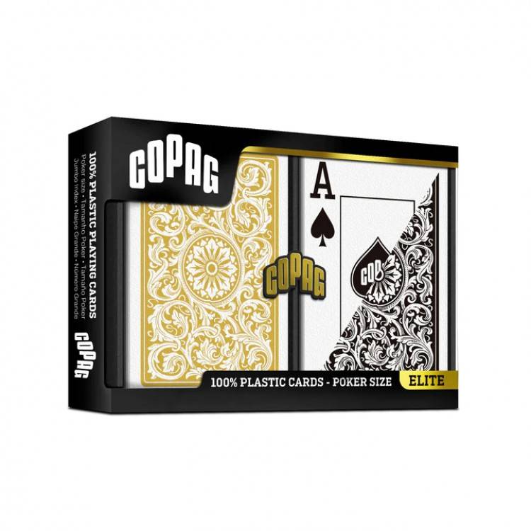 1546 Elite Poker size - Regular index playing cards double deck Black/Gold