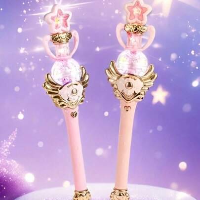 1 st Music Magic Star Wand-leksak, elektrisk roterande belysning Fairy Wand för flickor, Dreamy Star Design-barnleksak, perfekt present till flickföde - Multifärgad (rosa,Purpur,Lila pistol,Rosa pistol)