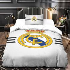 Real Madrid Ultra Mjukt Täcke Set Dubbel Sängkläder Berömd Fotbollslag Tryckt Mikrofiber Täcke Set med Blixtlås 135*200 CM Single135x200cm