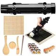 6 stycken sushi tillverkare, sushi set att göra själv, sushi tillverkarsats bärbar, gör-det-själv sushi set att göra själv med sushi scooter maker och bambu sushi rullmatta för fest, picknick