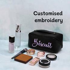 Customizable Makeup Bag, Zipper-Designed Large Opening Makeup Bag, Reusable Cosmetic Bag For Toiletries, Skincare Products, And Accessories, Ideal For - Black