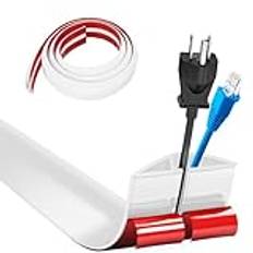 Flexibel liten kabelkanal och kabelbro för golv – 1 m x 5 cm slangbro kabelskydd, platt kabelskydd för kontor, hem, lager, hotell (vit)