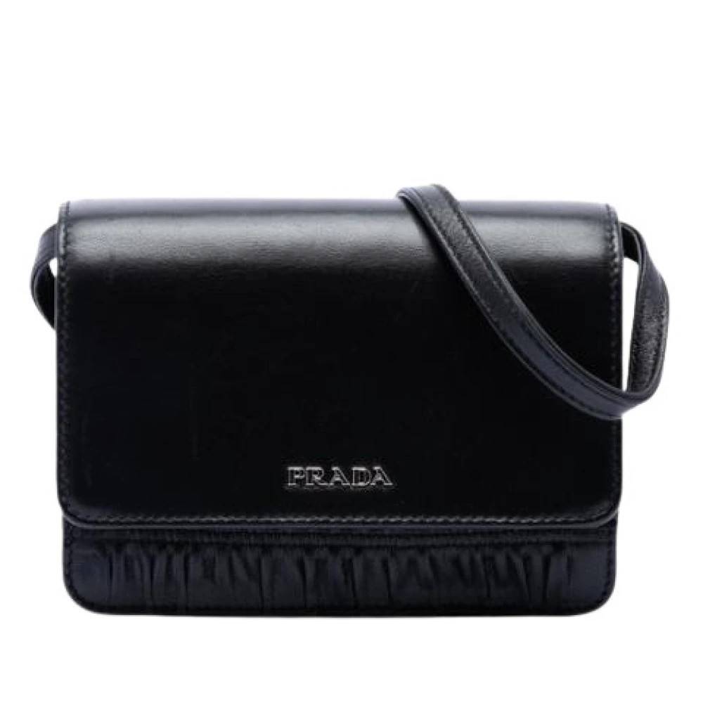 Prada Vintage Pre-owned Gathered Nappa Crossbody Bag - Vintage - Dame - Sort - ONE SIZE - Uld