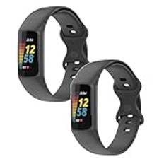 2-pack remmar kompatibla med Fitbit Charge 6 / Charge 5 rem, justerbart ersättningsarmband mjukt TPU sportband för Fitbit Charge 6 aktivitetsmätare, liten stor, Small, Metall