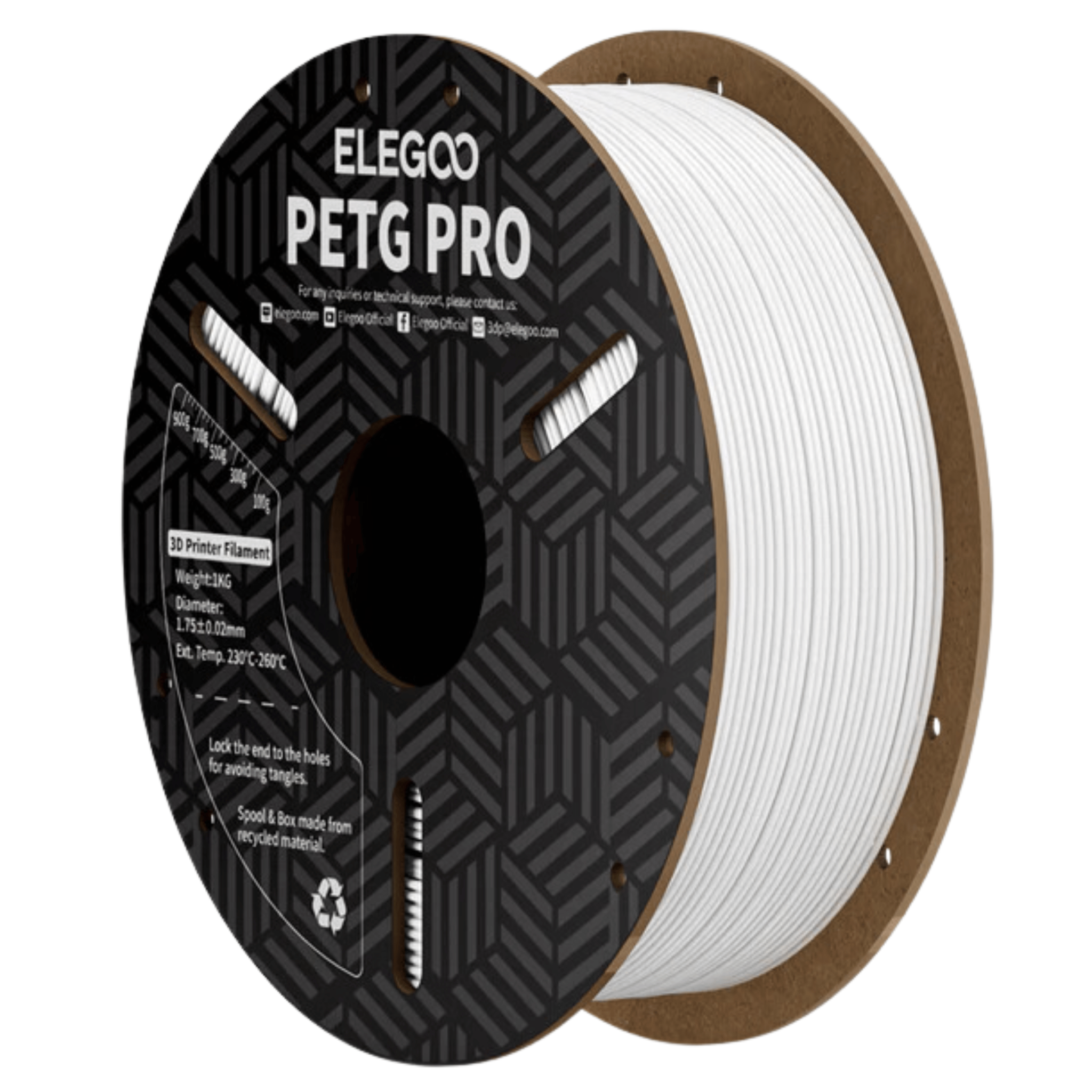 Elegoo PETG Pro filament 1 kg - white.