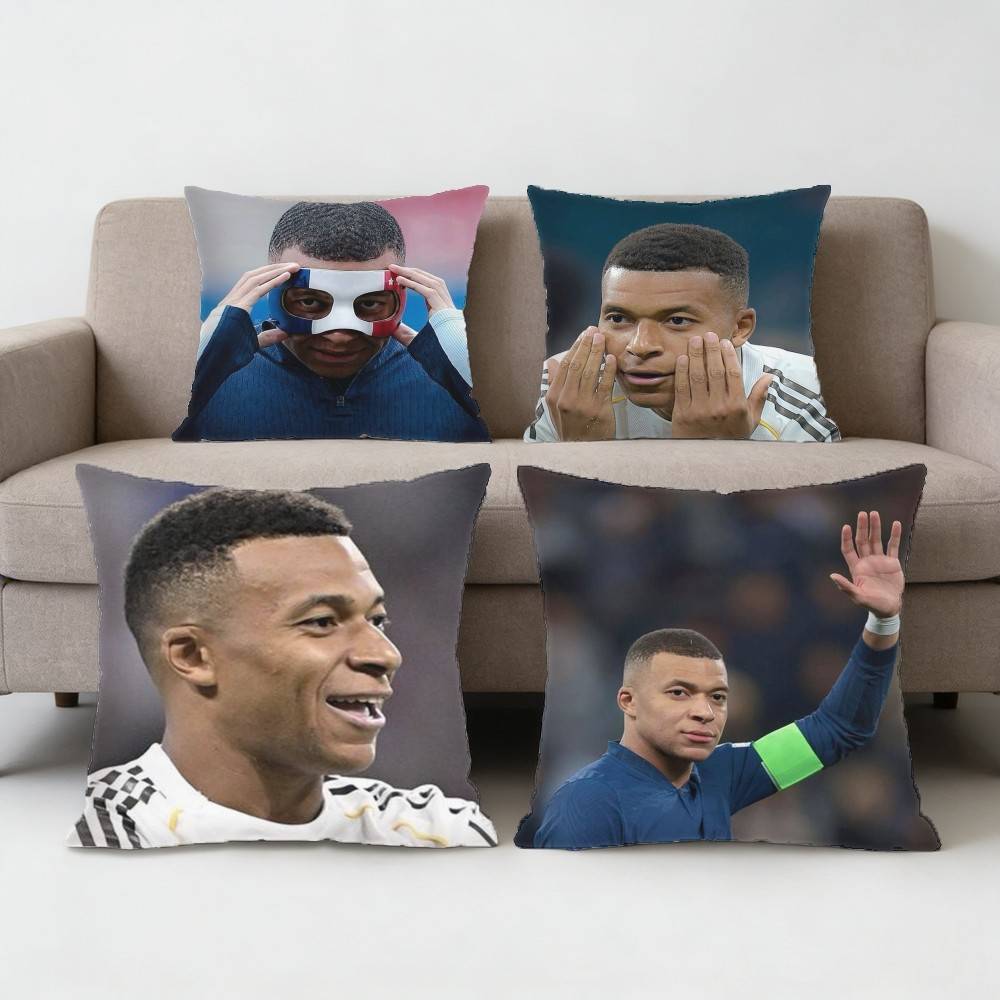 France Football K-Kylian M-Mbappe Kuddfodral Dammkvalsterfritt Kuddfodral Dold Dragkedja Silkeslen Kort Plysch Soffkuddeöverdrag