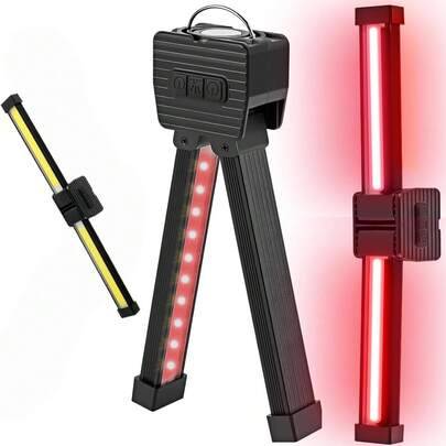 1 st bärbar formlampa, magnetisk arbetslampa, 7 ljusstyrkenivåer, 180° roterbar vikbar design, krok- och handhållen ficklampa, USB-laddningsbar powerb - Svart (En-Storlek)