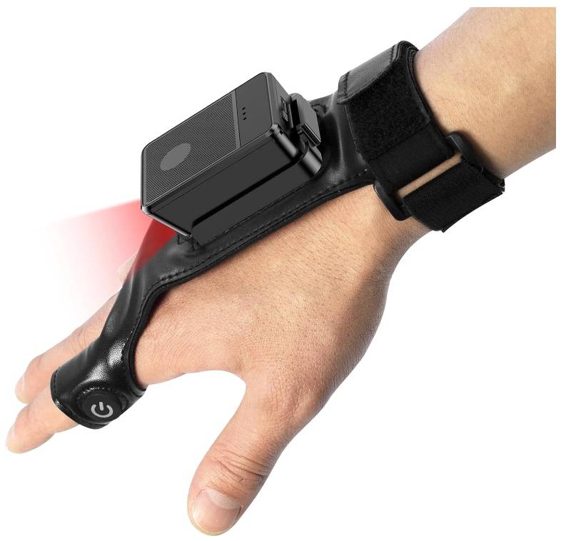 Symcode MJ-R80 Portable 2D BT 2.4G Barcode Scanner Finger Trigger Wireless Wearable Barcode Reader