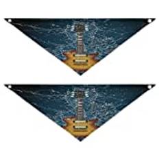 2-pack hundbandanas husdjur bandana scarf tryckknapp triangel haklappar sjalett set husdjur semestertillbehör dekor för små till stora valpar hundar katter liten elgitarr vatten på svart