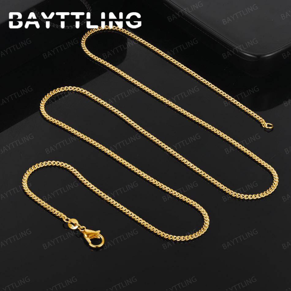 925 sterlingsilver 18K guld 2MM utsökt fin kedja halsband för män och kvinnor fest smycken presenttillbehör black