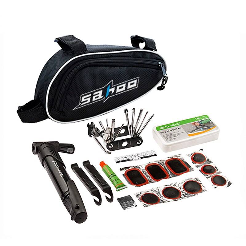 Sahoo mix in 1 cykling cykel verktyg cykel reparation kit set med påse pump svart cykel tillbehör berg skruvmejsel verktyg
