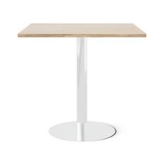 Cafébord Kvadrat - Runt pelarstativ, Storlek 80x80 cm, Bordsskiva Ek, Stativ Polerat stål