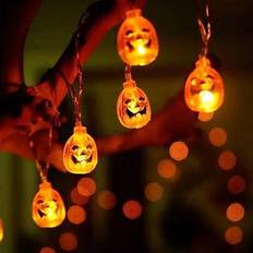 1 st Halloween pumpa ljusslinga, 20/10 LED batteridrivna pumpa ljusslingor, inomhus utomhus juldekoration, lämplig för fest heminredning, Halloweendek (2m,3m)