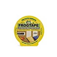 Frog Tape Maler-Kreppband für empfindliche Oberflächen, 24 mm x 41,1 m, Gelb Für Innenmalerei und Dekoration für scharfe Linien ohne Auslaufen von Farbe.