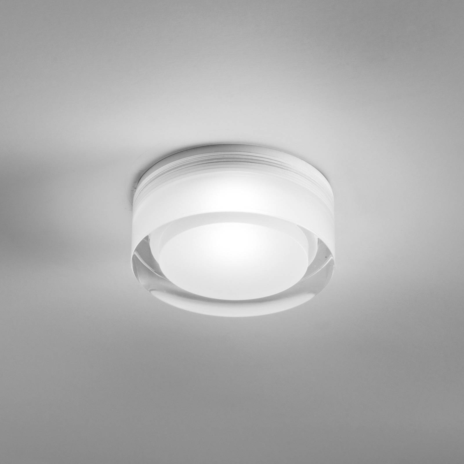 Egger Licht EGG DLS Phoenix inbyggnadslampa, vit, Ø 9 cm, akryl 3.000 K Phoenix, dimbar, Vitt / opal, Badrum, Syntetmaterial, Modern, Taklampa