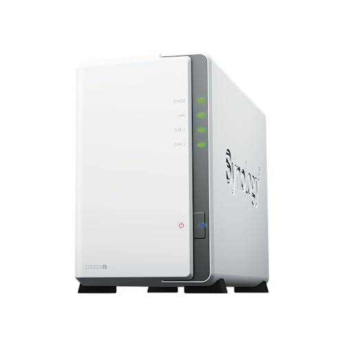 Synology DS223j NAS 2-bay-diskstation (Realtek RTD1619B 4-kärnig 1,7 GHz 1 GB DDR4-ram 1 x RJ-45 1 GbE LAN-port) 16 TB paket med 2 x 8 TB Seagate IronWolf NAS HDDs (ST800004)
