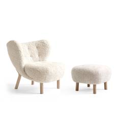 &amp;Tradition - Little Petra VB1 Set Sheepskin Moonlight / Oak - Fåtöljer - Viggo Boesen - Vit - Trä/Ull