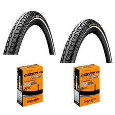 2 Dæk + 2 Slanger Continental Ride Tour Sort 700x35C (37-622) Refleks dunlop ventil