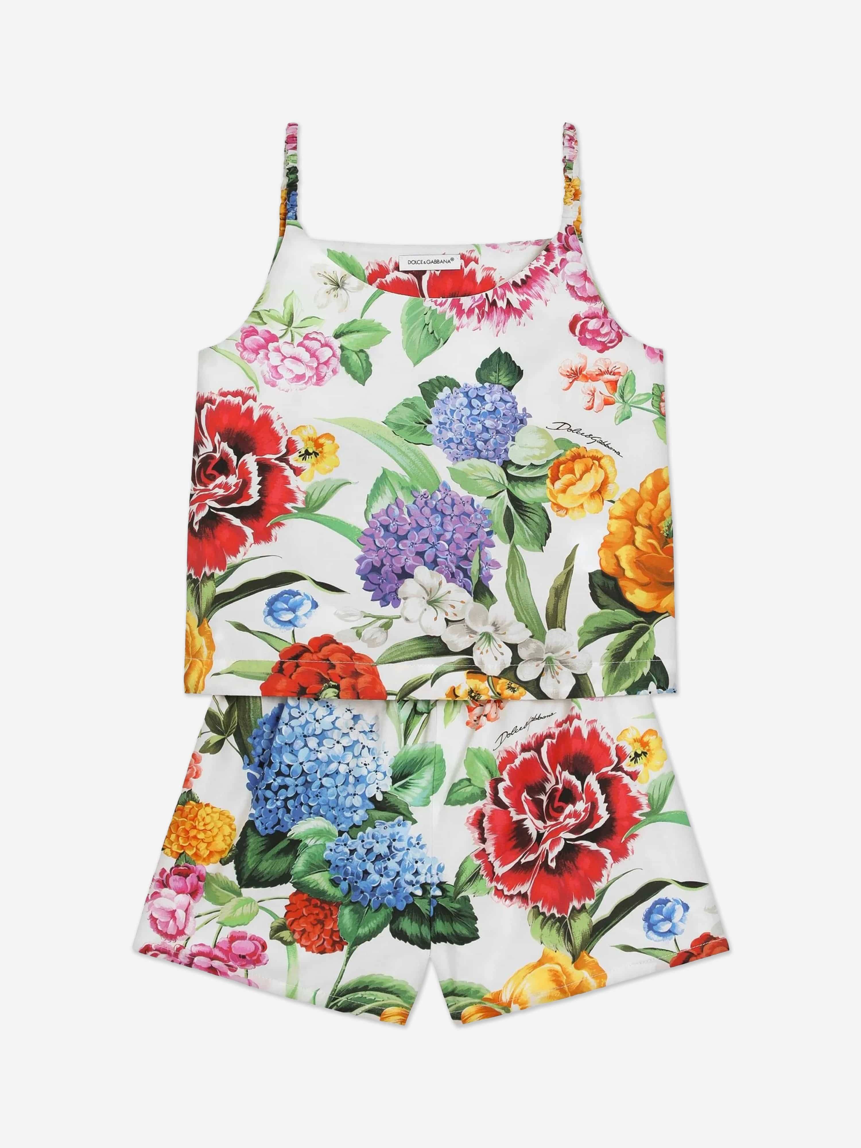 Dolce & Gabbana Girls Floral Print Short Set in Multicolour - Multicoloured / 6 Yrs (6 Yrs)