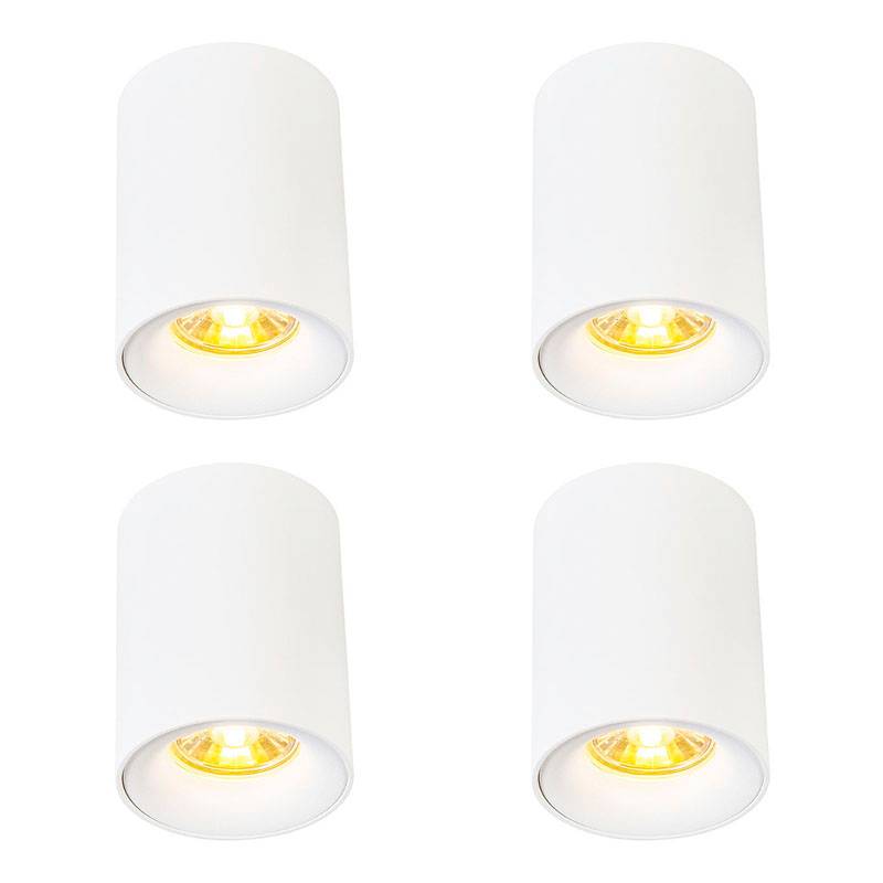 Sæt med 4 moderne overflademonterede spots hvid GU10 50mm - Ronda