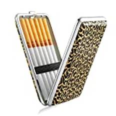 PU läder damer cigarettfodral metall guld cigarettfodral rostfritt stål för 12 cigaretter med elastiskt band elegant smalt cigarettfodral för kvinnor män män kvinnor guld cigarettfodral liten