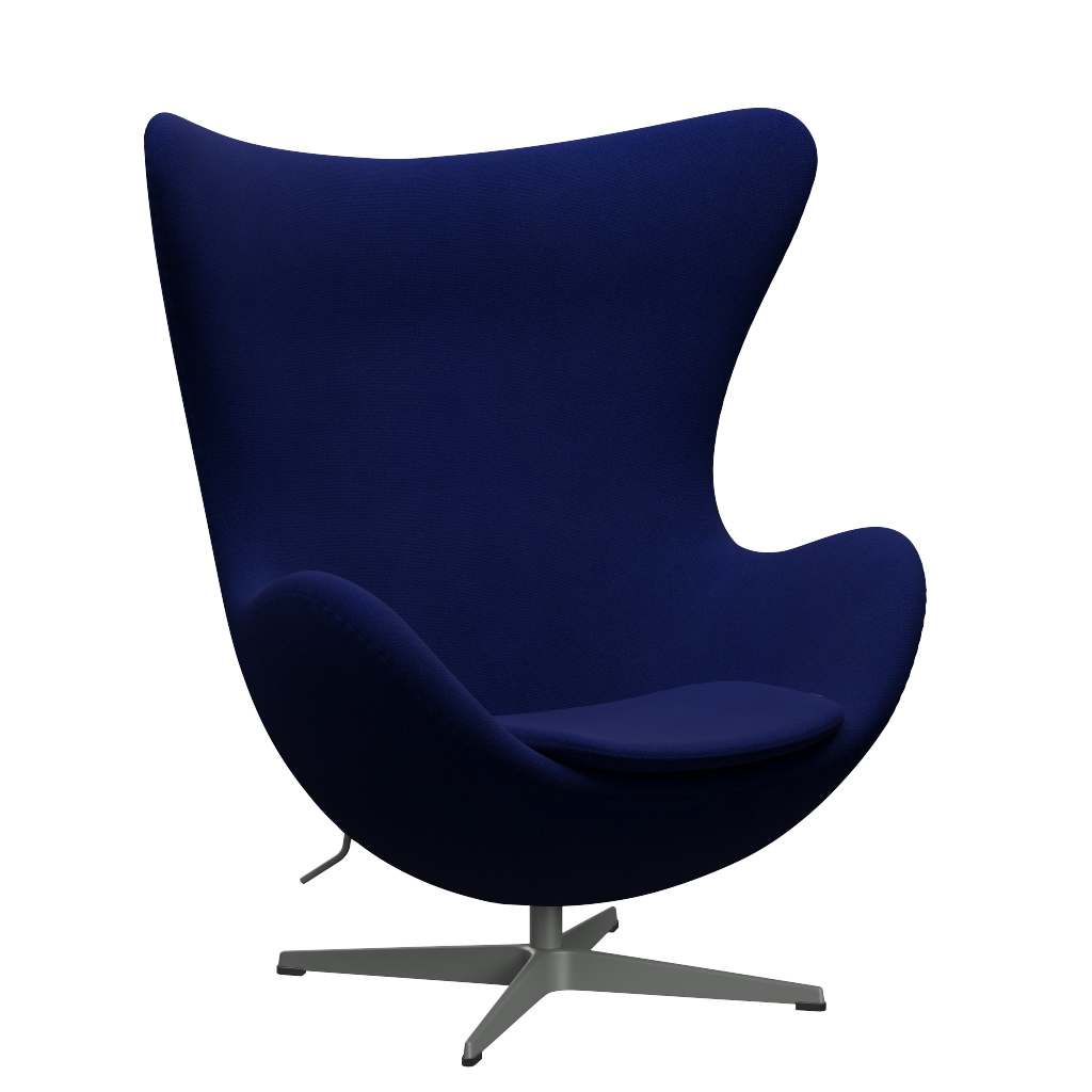 3316 Ægget loungestol, stel i silver grey af Arne Jacobsen Hallingdal - 773 Dark Blue - Jacobsen Plus