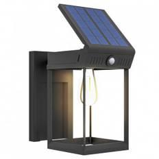 Solcells Vägglampa med Rörelsesensor 14 x 24 x 24 cm Svart