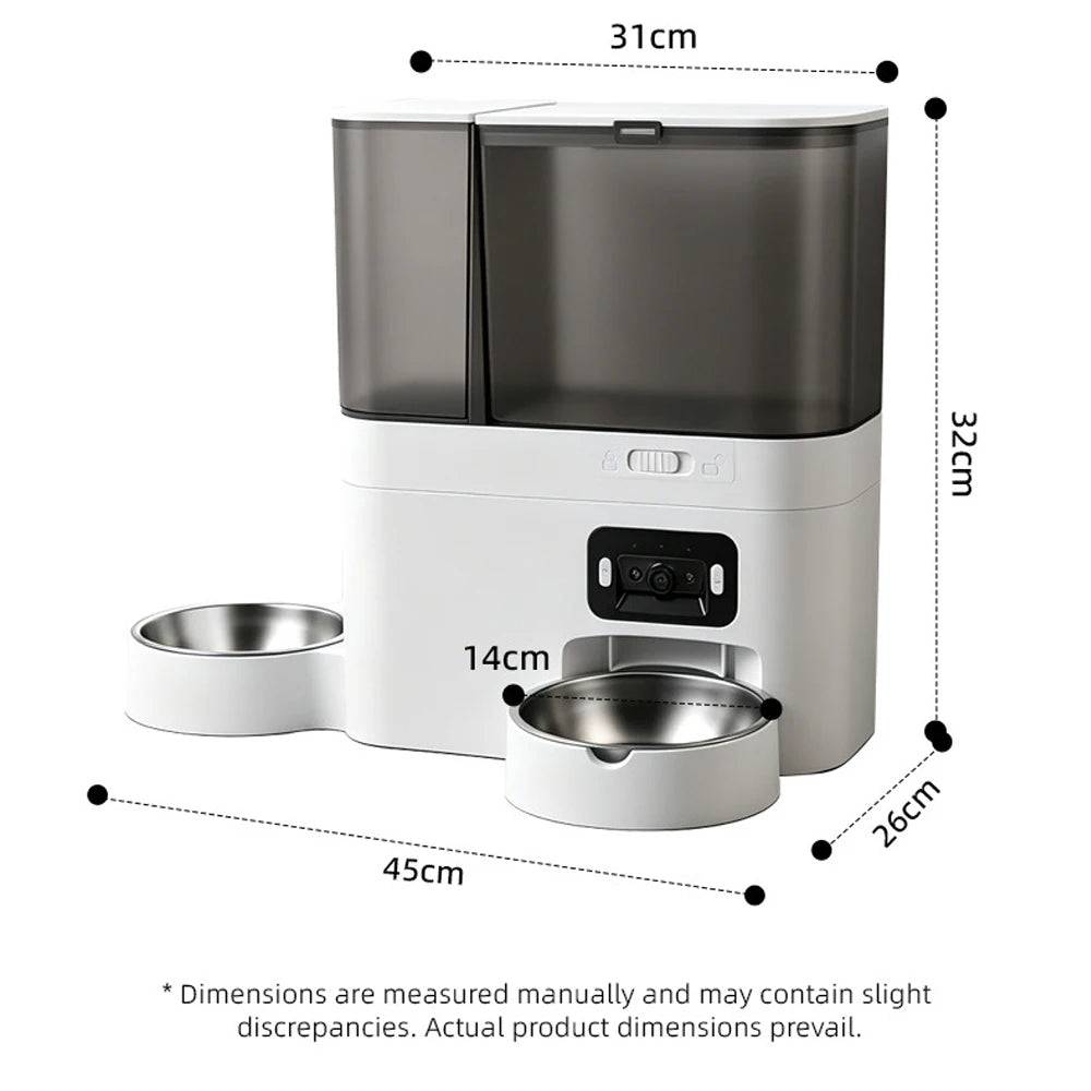 Smart All-in-One Pet Feeder & Water Dispenser with HD Camera & WiFi App Control - WHITE / L / 5L (L)