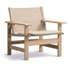 Fredericia Furniture - The Canvas Chair incl. Seat Cushion, Soaped Oak,  Natural Canvas - Lænestole - Børge Mogensen - Beige - Træ/Tekstilmateriale