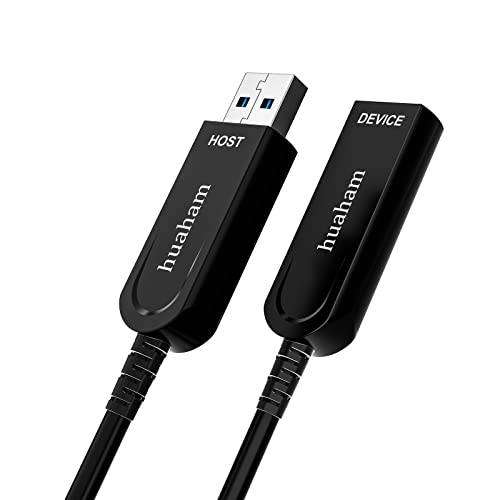 huaham USB 3.1 förlängningskabel 15 m, fiberoptisk hög hastighet 10 Gbps USB aktiv förlängning hane till hona kabel, kompatibel med PlayStation, skrivare, displayer, hårddisk, webbkameror, VR,