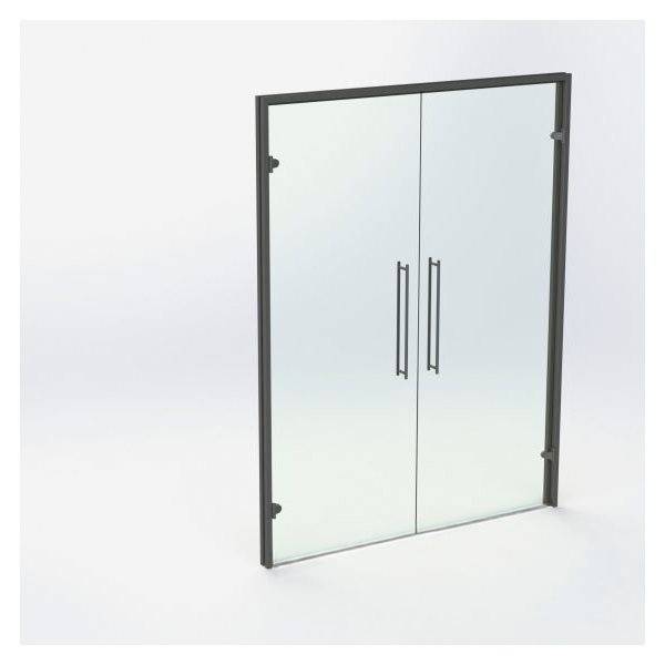 Dobbelt Glasdør - Mat Sort - M16: 1590 x 2090 mm - (2 aktiv).