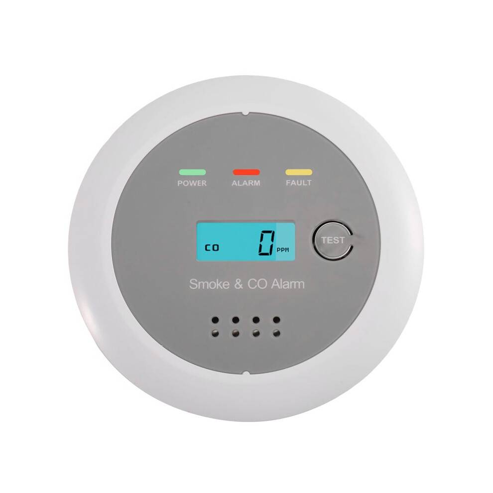 2 in 1 LCD Display Smoke and CO Alarm Detector High Sensitivity Dual Sensor for Home Kitchen 85dB Alarm